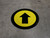 Up Arrow Yellow with Black Border Circular - Floor Sign