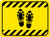 Shoe Print Up Hazard Striped Rectangle - Floor Sign
