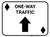 One Way Traffic Up Arrow Black Diamonds - Rectangle Casino - Floor Sign