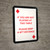 If You Are Not Playing at Table - Please Keep 6ft Distance Portrait Diamond Playing Card - Wall Sign