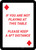 If You Are Not Playing at Table - Please Keep 6ft Distance Portrait Diamond Playing Card - Wall Sign