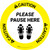 Caution Please Pause Here Shoe Prints Circular - Floor Sign