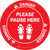 Danger Please Pause Here Shoe Prints OSHA Circular - Floor Sign