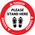 Danger Please Stand Here Shoe Prints Circular - Floor Sign