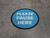 Please Pause Here Blue Circular - Floor Sign