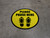 Please Pause Here Shoe Prints Black Border Circular - Floor Sign