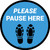 Please Pause Here Shoe Prints Blue Circular - Floor Sign
