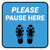 Please Pause Here Shoe Prints Blue Square - Floor Sign