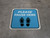 Please Pause Here Shoe Prints Blue Square - Floor Sign