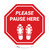 Please Pause Here Shoe Prints Stop Circular. - Floor Sign