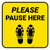 Please Pause Here Shoe Prints Yellow Square - Floor Sign