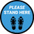 Please Stand Here Shoe Prints Blue Circular - Floor Sign