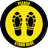 Please Stand Here Shoe Prints Yellow Black Border Circular - Floor Sign