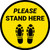 Please Stand Here Shoe Prints Yellow Circular - Floor Sign