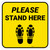 Please Stand Here Yellow Shoe Prints Square - Floor Sign