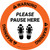 Warning Please Pause Here Shoe Prints Circular - Floor Sign