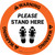 Warning Please Stand Here Shoe Prints Circular - Floor Sign