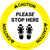 Caution: Please Stop Here Shoe Prints Circular - Floor Sign