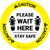 Caution: Please Wait Here Stay Safe Shoe Prints Circular - Floor Sign