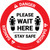 Danger: Please Wait Here Stay Safe Shoe Prints Circular - Floor Sign
