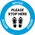 Notice: Please Stop Here Shoe Prints Circular - Floor Sign