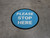 Please Stop Here Blue Circular - Floor Sign