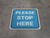 Please Stop Here Blue Square - Floor Sign