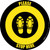 Please Stop Here Shoe Prints Black/Yellow Circular - Floor Sign