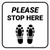 Please Stop Here Shoe Prints Square - Floor Sign