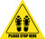 Please Stop Here Shoe Prints Triangle - Floor Sign