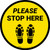 Please Stop Here Shoe Prints Yellow Circular - Floor Sign