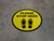 Please Stop Here Shoe Prints Yellow Circular - Floor Sign