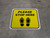 Please Stop Here Shoe Prints Yellow Square - Floor Sign