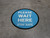 Please Wait Here Stay Safe Blue Circular - Floor Sign