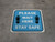 Please Wait Here Stay Safe Shoe Prints Blue Square - Floor Sign
