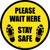 Please Wait Here Stay Safe Shoe Prints Border Circular - Floor Sign