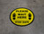 Please Wait Here Stay Safe Shoe Prints Yellow Circular - Floor Sign