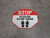Stop - Please Stop Here (Shoe Prints) - Floor Sign
