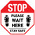 Stop Please Wait Here Stay Safe Shoe Prints Stop - Floor Sign