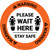 Warning: Please Wait Here Stay Safe Shoe Prints Circular - Floor Sign