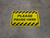 Please Pause Here Hazard Stripes Rectangle - Floor Sign