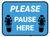 Please Pause Here Shoe Prints Blue Rectangle - Floor Sign