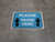 Please Pause Here Shoe Prints Blue Rectangle - Floor Sign