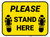 Please Stand Here Yellow Shoe Prints Rectangle - Floor Sign