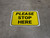 Please Stop Here Yellow Rectangle - Floor Sign