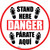 Stand Here Danger Parate Aqui Shoe Prints Bilingual Spanish Circular - Floor Sign