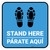 Stand Here Parate Aqui Shoe Prints Bilingual Spanish Blue Square - Floor Sign