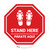 Stand Here Parate Aqui Shoe Prints Bilingual Spanish Stop Circular - Floor Sign