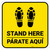 Stand Here Parate Aqui Shoe Prints Bilingual Spanish Yellow Square - Floor Sign