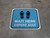 Wait Here Espere Aqui Shoe Prints Bilingual Spanish Blue Square - Floor Sign